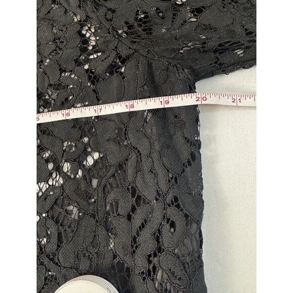 Womens Whimsigoth Black Lace Bomber Jacket M Crochet Floral Fairy Grunge Romance - Picture 4 of 6